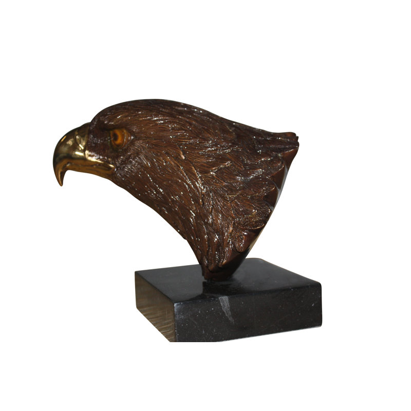 Tête d'aigle Romola, finition argent - statue en bronze - taille: L 10 po x l 6 po x H 8,5 po., Brun / Doré