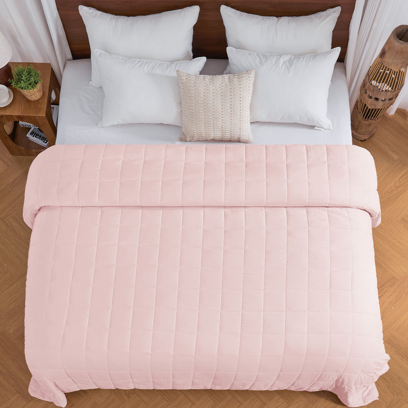 Luxury Quilted Weighted Throw Blanket, Pink, 20lbs, 80" W x 87" L