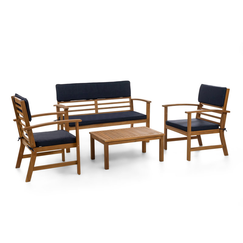 Hana 4-Piece Outdoor Conversation Set, Blue