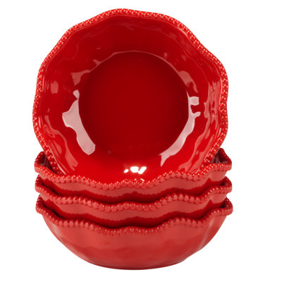Ensemble de 4 bols polyvalents rouges Perlette 7,5 po x 2 po