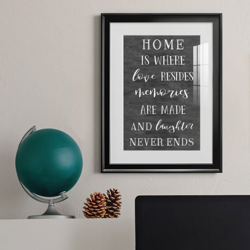 «Love Resides» - Reproduction d'art textuel avec cadre photo, H 18,5 po x l 24,5 po x P 1,5 po, Noir
