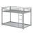 Twin Over Twin Metal Low Bunk Bed With Ladder And Full-Length Guardrails-965049658