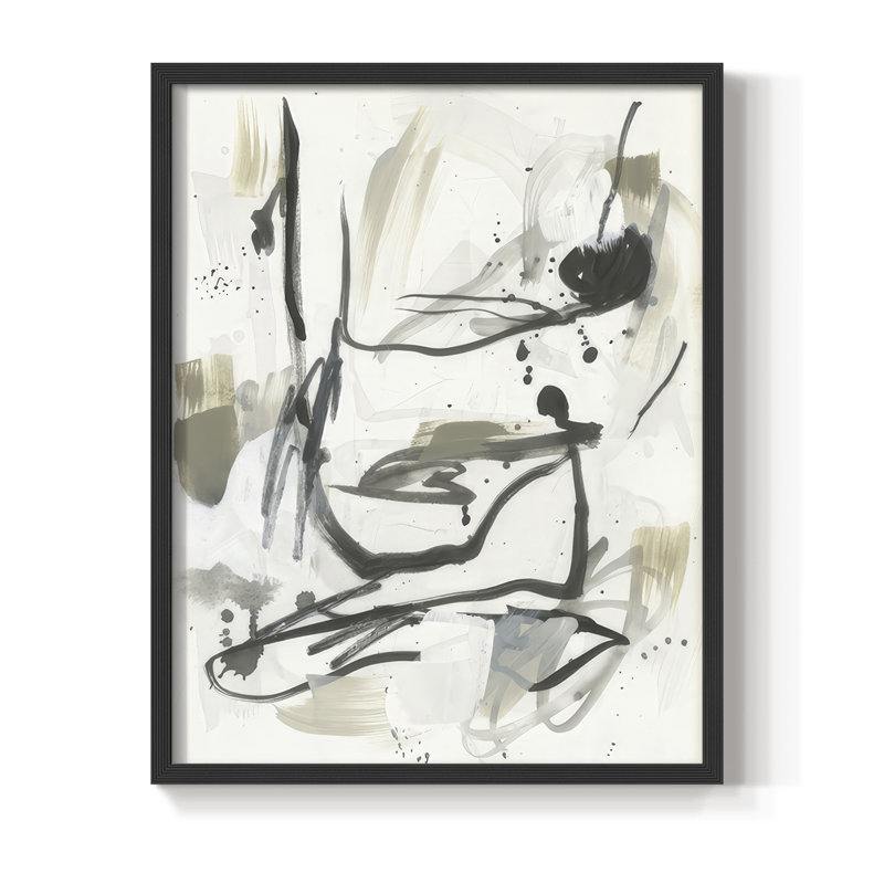 «Serpentine Alphabet II», reproduction encadrée - bois massif, H 15 po x l 12 po, Noir