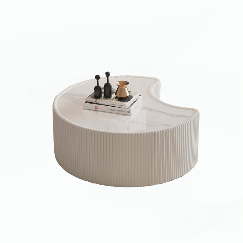 Table de canapé moderne pour le salon, H 14,96 po x l 29,53 po x P 29,53 po, Blanc, crème