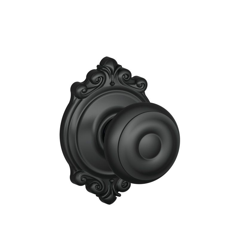 Georgian Hall and Closet Knob with Brookshire Trim, Matte Black