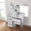 Bureau de coiffeuse avec miroir et prise de courant Geerlien, 6 tiroirs, 3 tablettes de rangement, 3 modes de couleur et luminosité réglable pour la chambre à coucher