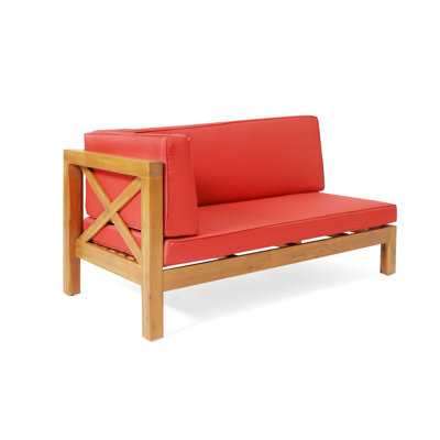 Left Corner Bench, Red - Wood And Water- Cushions For A Charming Porch Bench By With An Appealing