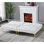 Canapé-lit convertible futon avec pattes en métal doré (tissu blanc)-173015624