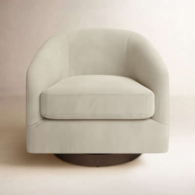Bennett Linen Swivel Barrel Chair
