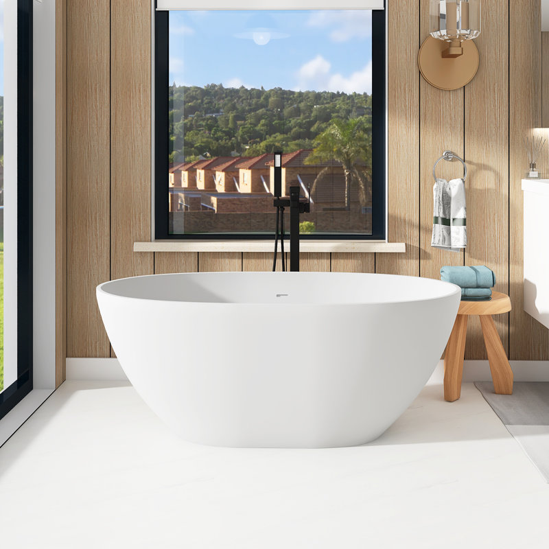55“ Freestanding Soaking Solid Surface Bathtub