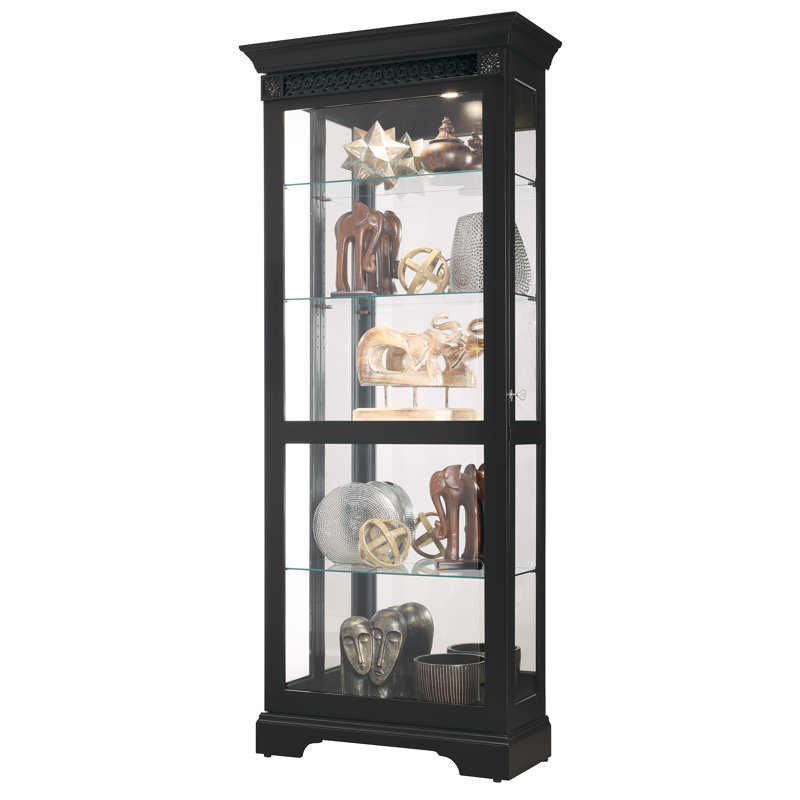Brigid Lighted Curio Cabinet, Black Satin