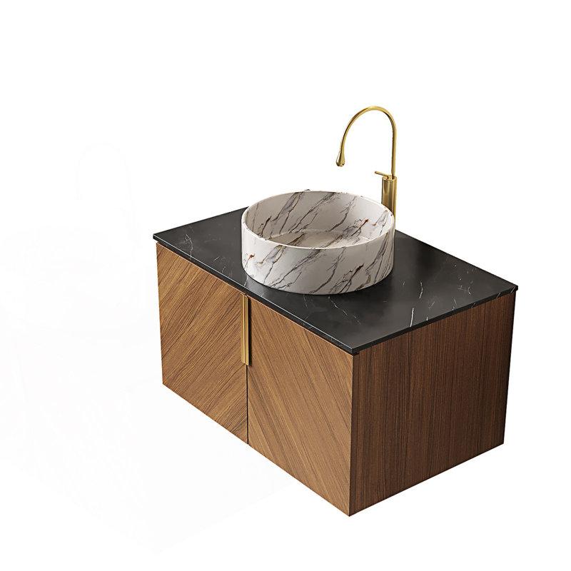 Meuble-lavabo de salle de bain avec lavabo, meuble de rangement mural moderne avec portes doubles