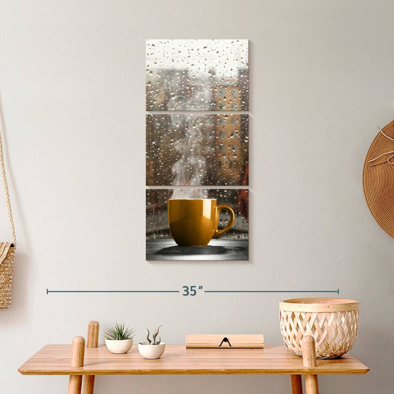 «Morning Cup Of Coffee On Canvas», ensemble de 3 pièces, H 27 po x l 12 po x P 1 po