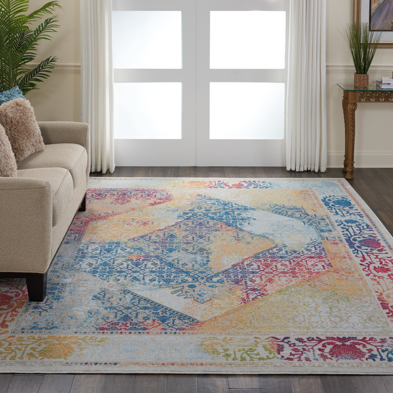 Tapis ivoire traditionnel Raymond Bohemian, Rectangle 8 pi 10 po x 11 pi 10 po