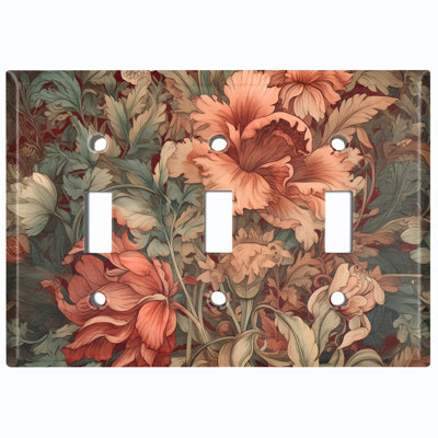 Couvercle de plaque d'interrupteur en métal; Bascule à 3 bandes US standard - style floral William Morris