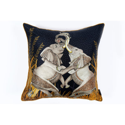 Ardmore 'Dancing Elephants' Silk Pillow
