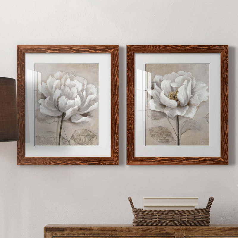 "Soft White I", ensemble de 2 reproductions d'art, Impression encadrée avec passe-partout, H 24 po x l 36 po, Érable
