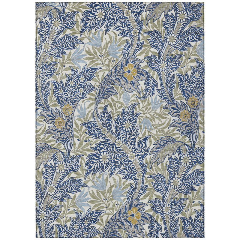 Machine Washable Indoor/Outdoor Chantille ACN2753 Botanical Rug, 3' x 5', Baltic