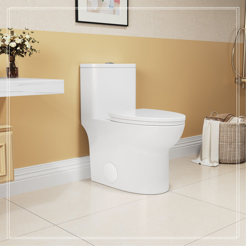 Toilette monobloc allongée au sol 1,1 / 1,6 GPF, certifiée CUPC, certifié Watersense, céramique, couleur blanche, siège à fermeture en douceur