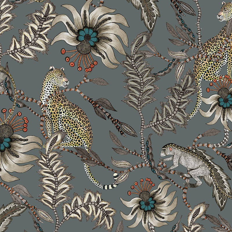 Ardmore 'Monkey Bean' Velvet Fabric, Ash