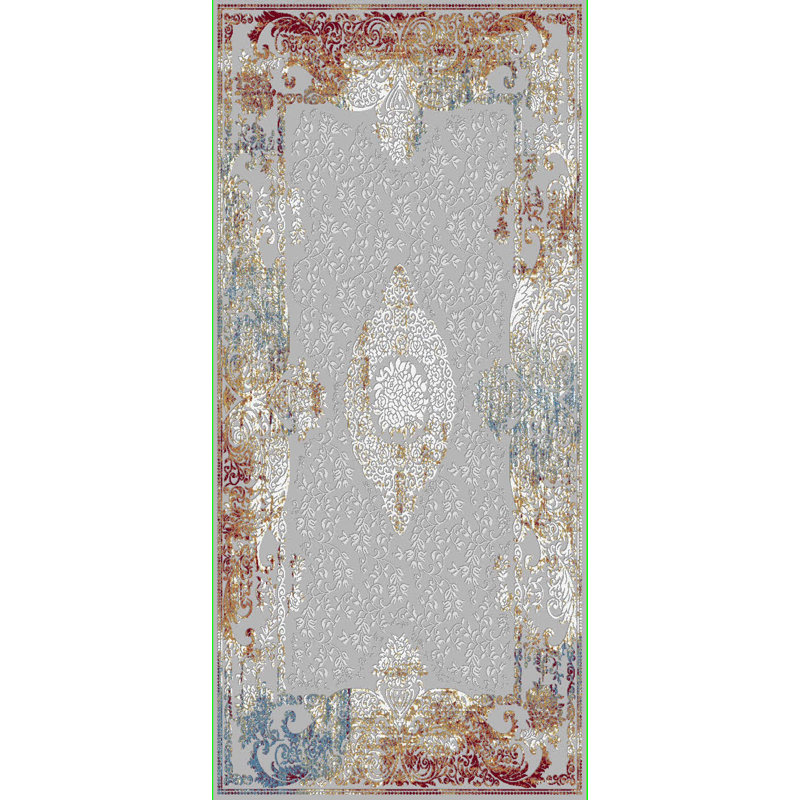 Tapis décoratif Touffeté crème/gris/rouge Yarber, Rectangle 5 pi 3 po x 7 pi 7 po