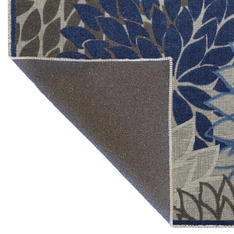 Tapis décoratif moderne à motif floral multicolore bleu, Tapis de couloir 4 pi x 9 pi 11 po
