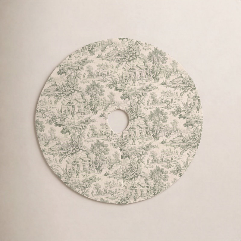 Toile Christmas Tree Skirt, 36", Green