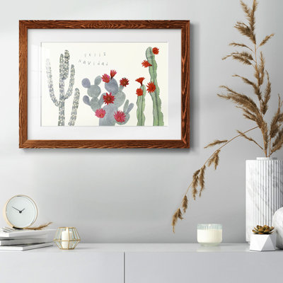Floraison de Noël, collection de cactus A - reproduction botanique rétro, emmêlée et encadrée sous verre acrylique, art mural du salon et de la salle à manger