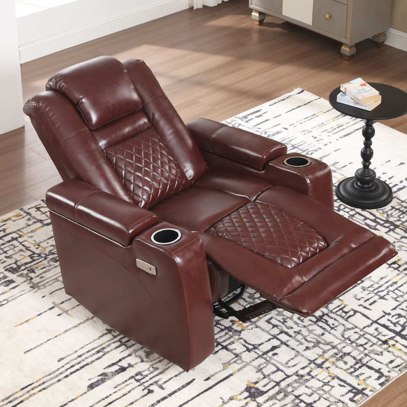 Fauteuil inclinable Barbre, Similicuir brun