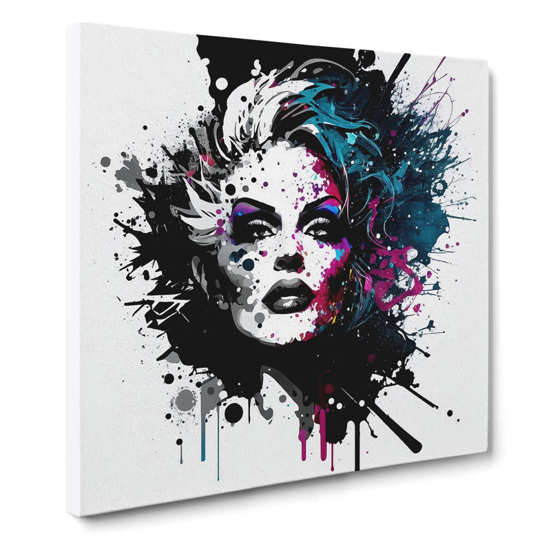 Drag Queen Splatter Art - Wrapped Canvas, 50cm H x 50cm W x 3cm D