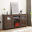 Meuble télé 60 po. L 60,95 po., Foyer 18 po., Armoire 2 portes, 6 trous de câble, l 65 po.