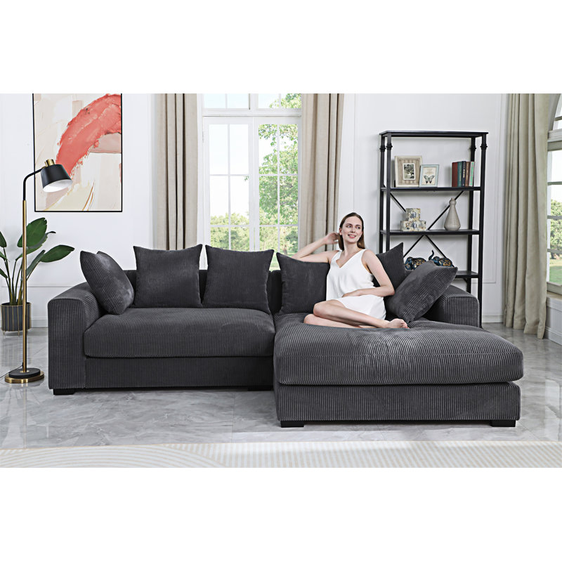 3 - Piece Upholstered Sectional, Dark Gray