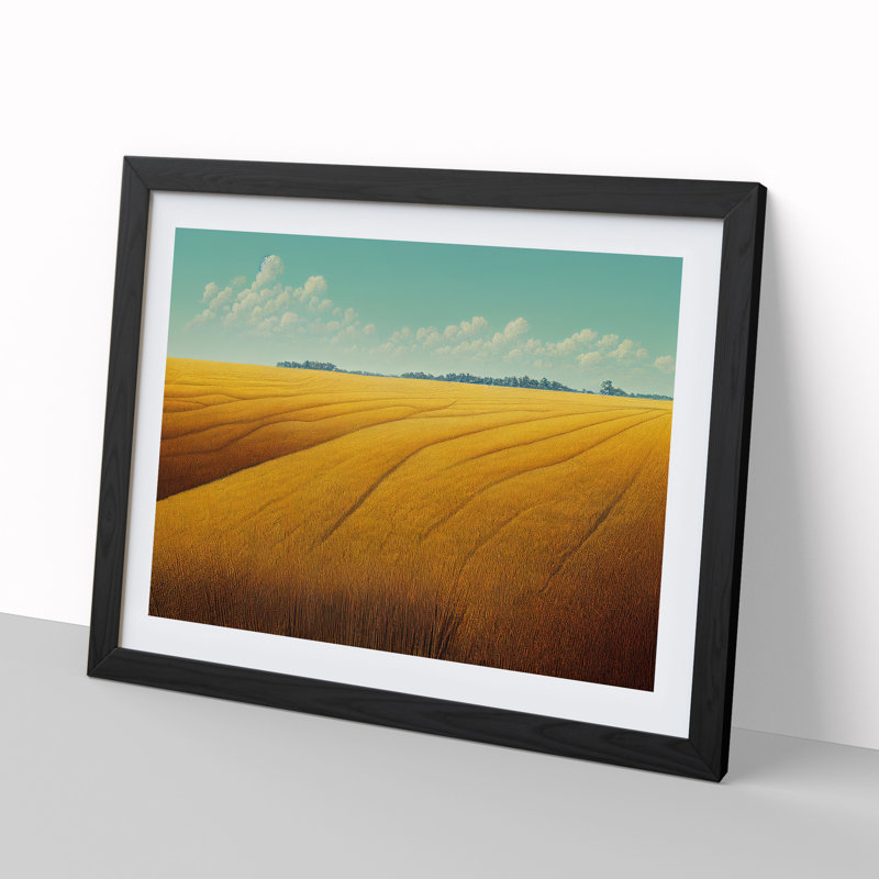 Charming Wheat Field - Single Picture Frame Painting, 25cm H x 34cm W x 2cm D, Black