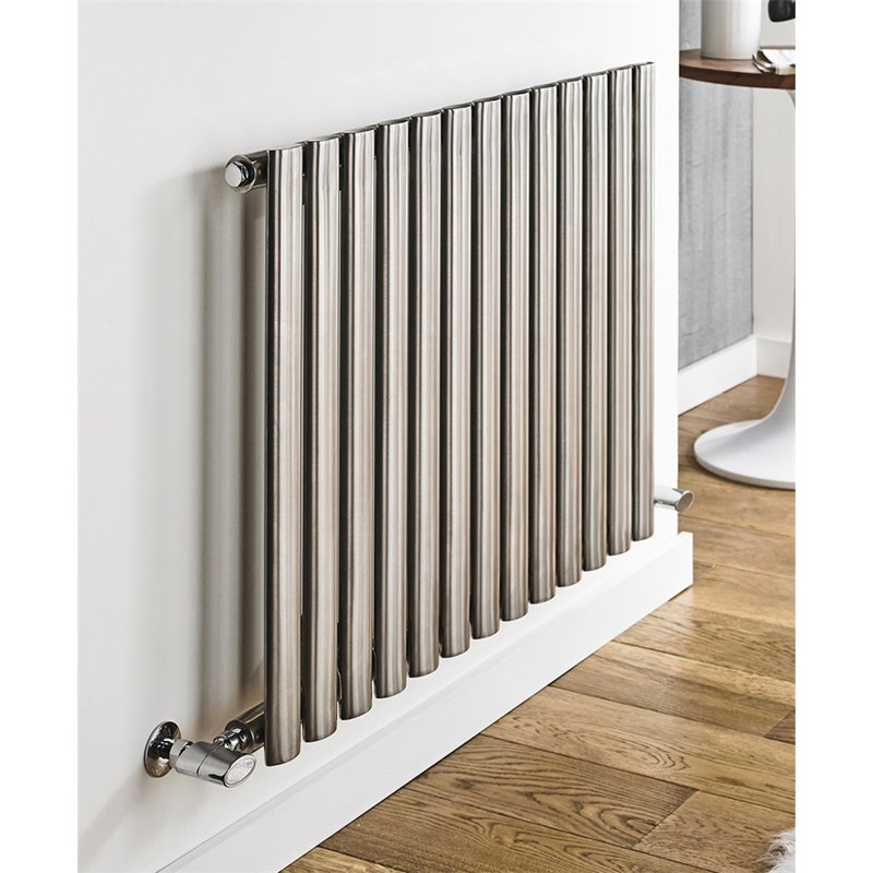 Krysta Vertical Oval Panel Radiators, Silver, 23.6cm H x 59.1cm W x 2.5cm D