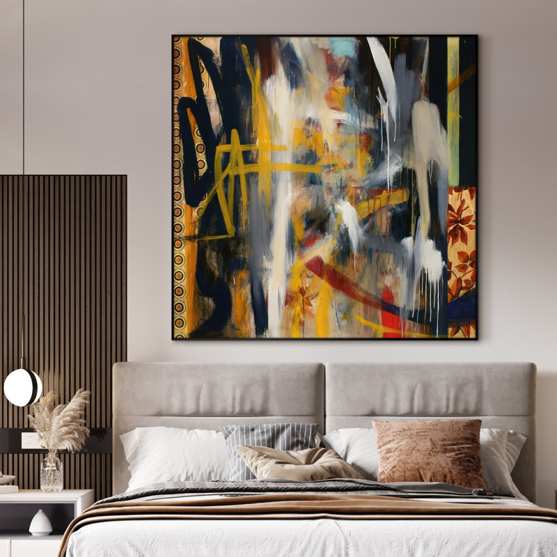 Très grand art mural imprimé sur toile - Abstrait moderne pour la décoration d'œuvres d'art contemporain pour le salon ou la chambre à coucher - «Assemblage requis du cadre (cadre non fini)»