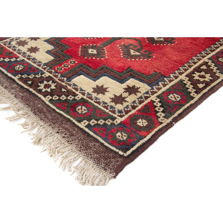 Carpetfine Handwoven Wool Beige/Red Rug | Wayfair.co.uk