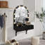 Meuble-lavabo mural flottant avec miroir à DEL 3 lumières de couleur, coiffeuse compacte avec prise de courant et recharge USB, grand meuble-lavabo peu encombrant pour salle de bain, noir-2082080966