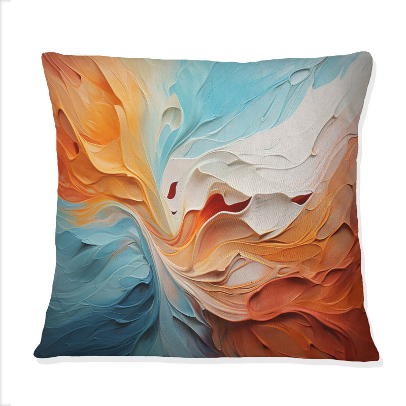 Coussin à imprimé abstrait bleu sarcelle avec motif abstrait «I» Dams, 18" x 18"