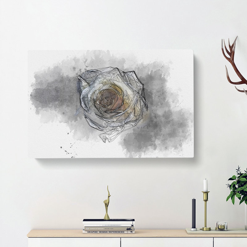 A Crisp White Rose - Wrapped Canvas Painting, 60cm H x 91cm W x 3cm D
