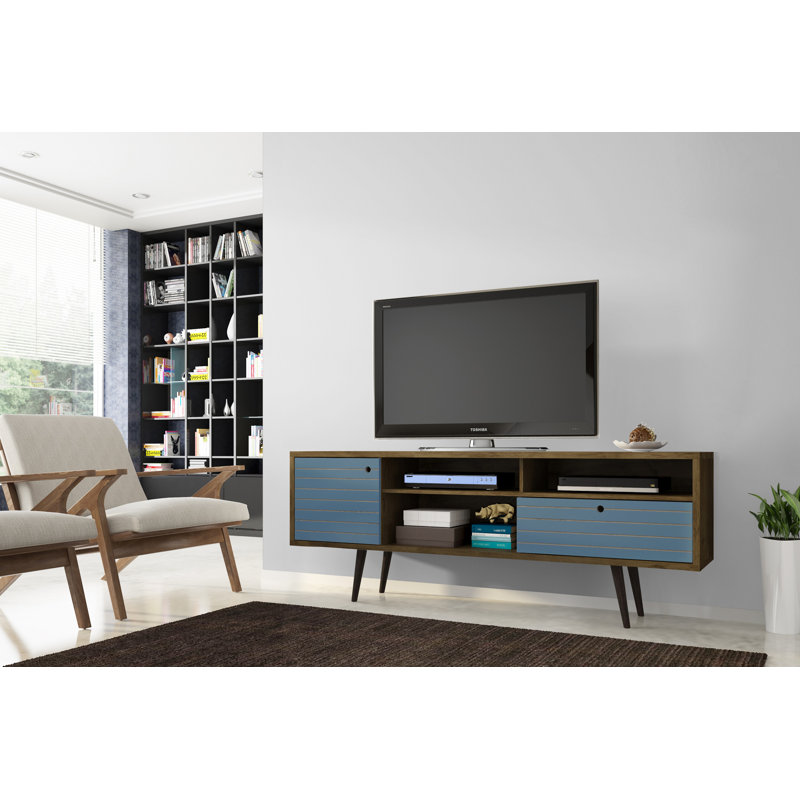Darryl TV Stand, Rustic Brown/Aqua Blue