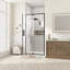Porte de douche pivotante encadrée de 32 à 36 po L x 72 po H, en noir mat, avec verre trempé transparent de 1/4 po, pellicule anti-éclats et revêtement facile à nettoyer.-105653586-133948347
