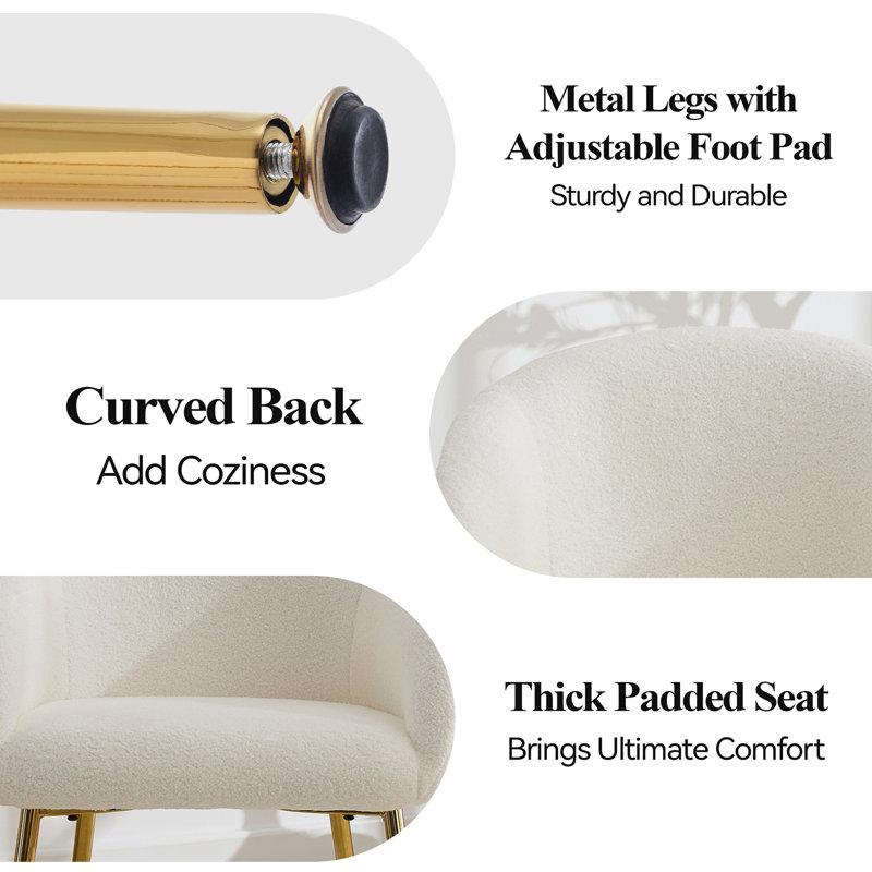 Anatolijus 18'' H Upholstered Armchair, Gold, White