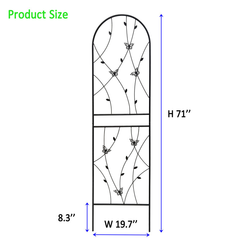 Ensemble de 2 treillis de jardin en métal 71 po x 19,7 po, rouille - support pour plantes d'extérieur, noir, assemblage facile, matériau solide, convient au lierre, vignes, roses, gloire du matin, jasmin, raisin, concombre, haricots, pois, paquet de 2