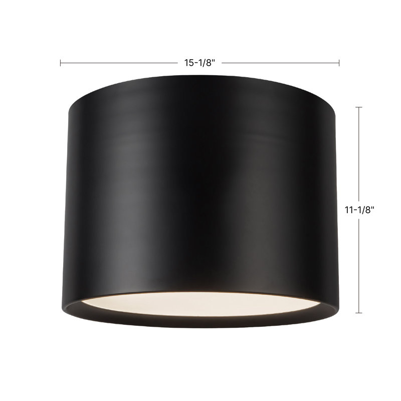 Uma 15-in Black dimmable LED Semi-Flush Mount, Matte Black