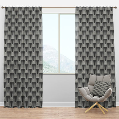 Mimimal Black And White Design I - Mid-Century Velvet Curtain - Room darkening - 1 panel