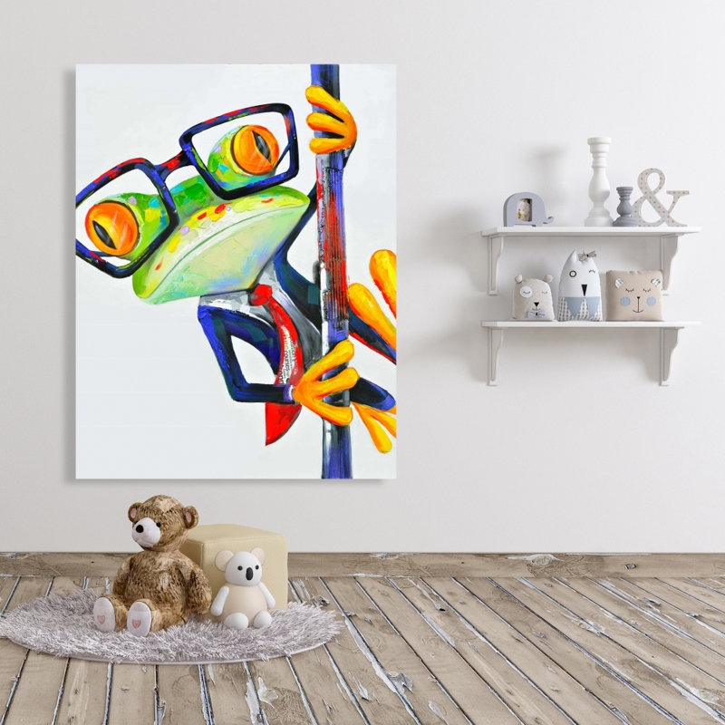 Drôle de grenouille avec des lunettes - décor de toile de salon contemporain