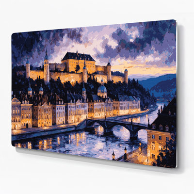 Cities Salzburg Austria Gray Metal Wall Art