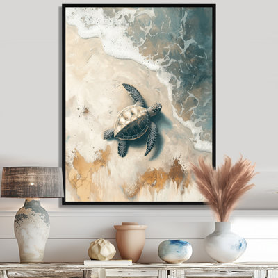 Claigh Baby Turtle Trails On The Beach III - Turtle Canvas Print Wall Art