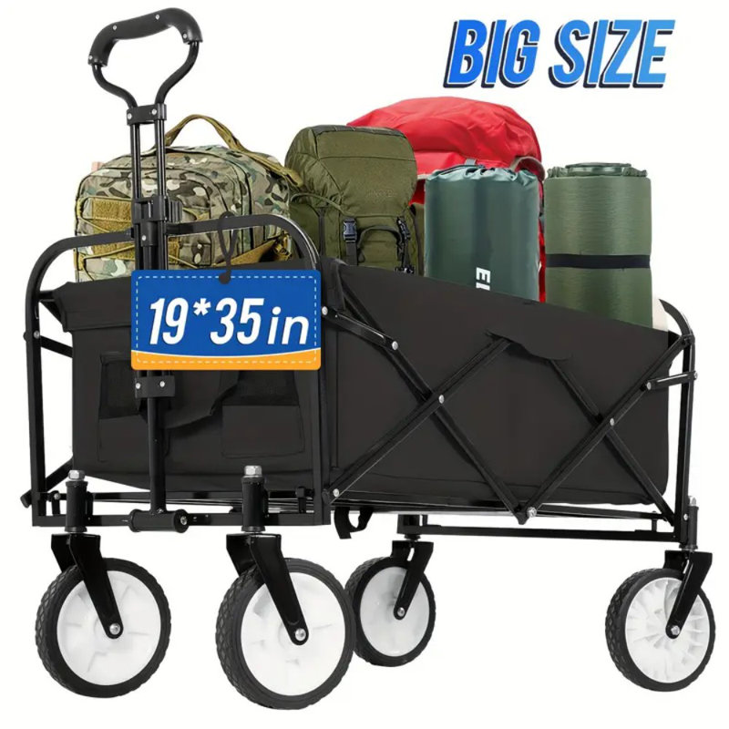 Chariot de jardin pliable et pliable de 35 po avec grande capacité