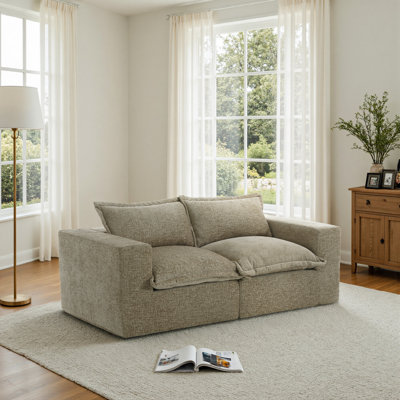 Canapé modulaire rembourré en chenille 2 pièces 2 pièces avec dossier coussiné - entièrement comprimé, aucun assemblage requis